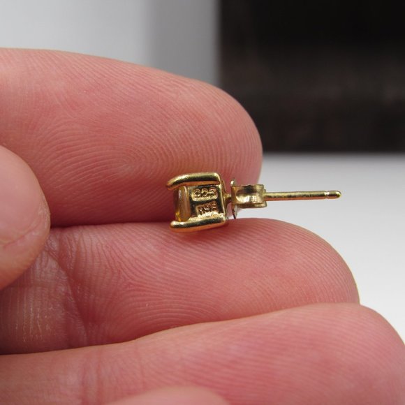 Sterling Silver Citrine Gemstone Stud Earrings - Picture 4 of 6